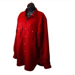 Filson Garment 100% Virgin Wool Shirt Red Men Large Shirt Button Up Down size XL